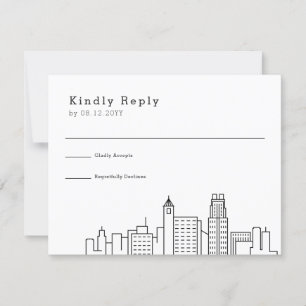 Raleigh Wedding   Stijlvolle Skyline RSVP Kaartje