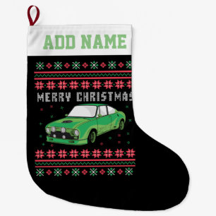 Rally Car Ugly KerstSweater Grote Kerstsok