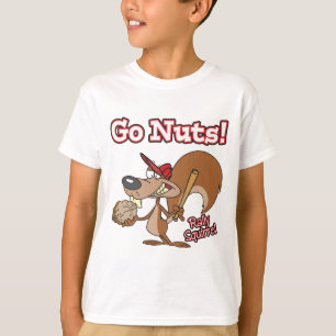 rally squirrel gaat gek op baseball cartoon t-shirt
