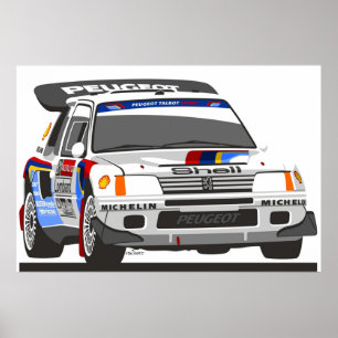 Rally van groep B Peugeot 205 T16 Poster