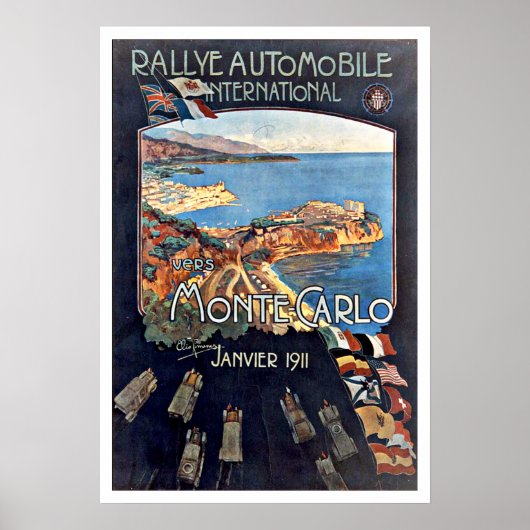 Rallye Monte Carlo Monaco Vintage Travel Poster (Voorkant)