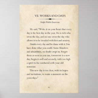 Ralph Waldo Emerson Works en Days Book Page Art Poster