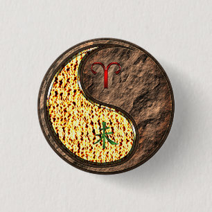 Ram & aardgeit ronde button 3,2 cm