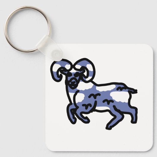 Ram Aries Keychain – Minimal Zodiac Animal  (Voorkant)
