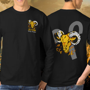 Ram Aries sterrenbeeld astrologie grafisch vuur T-shirt
