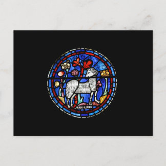 Ram Astrologie Gotisch Glas in lood Windows PostC Briefkaart