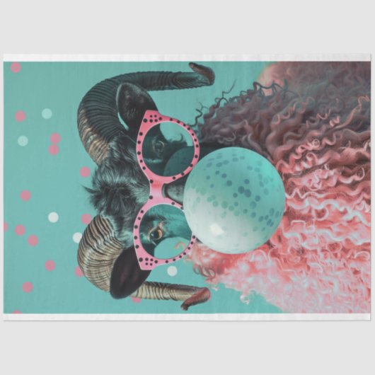 Ram Blowing Bubble Gum Decoupage Tissue Paper Tissuepapier (Voorkant)