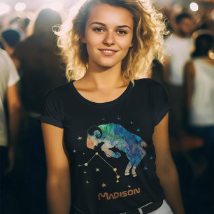 Ram Constellation Zodiac Waterverf Sterren Galaxy T-shirt