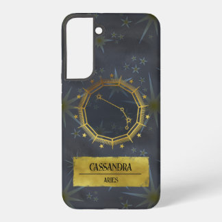 Ram Dark Zodiac Astrologie: Zwart en Goud Samsung Galaxy Hoesje