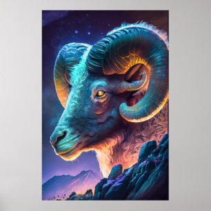 Ram Dierenportret Schilderij Wildlife Outdoors kun Poster
