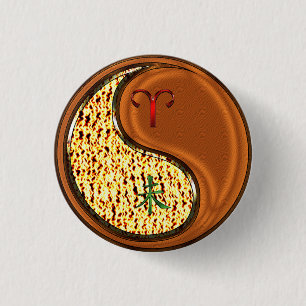 Ram en houten geit ronde button 3,2 cm