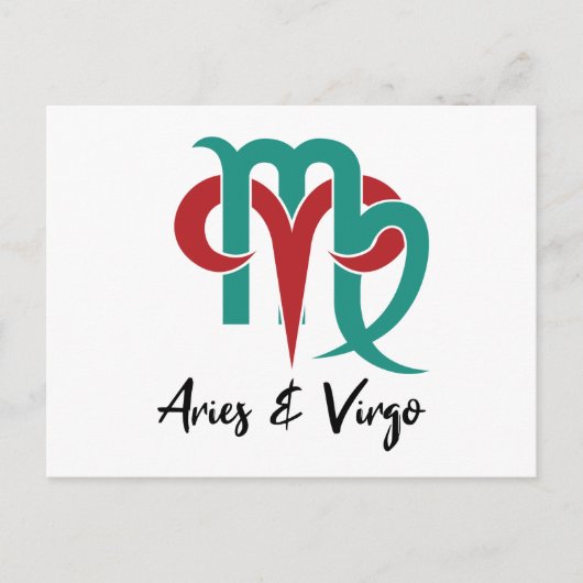 Ram en Maagd Zodiac Stel Horoscoop Briefkaart (Voorkant)