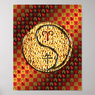 Ram en vuurpaard poster