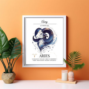 Ram Gepersonaliseerde Elegante Zodiac Waterverf Poster