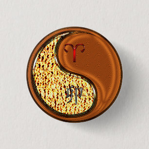 Ram & Hout Konijn. Ronde Button 3,2 Cm
