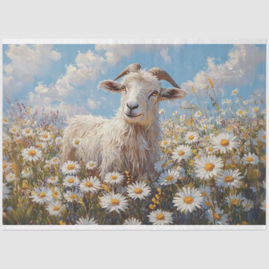 Ram in een Daisy Field Painting Decoupage Tissuepapier (Voorkant)