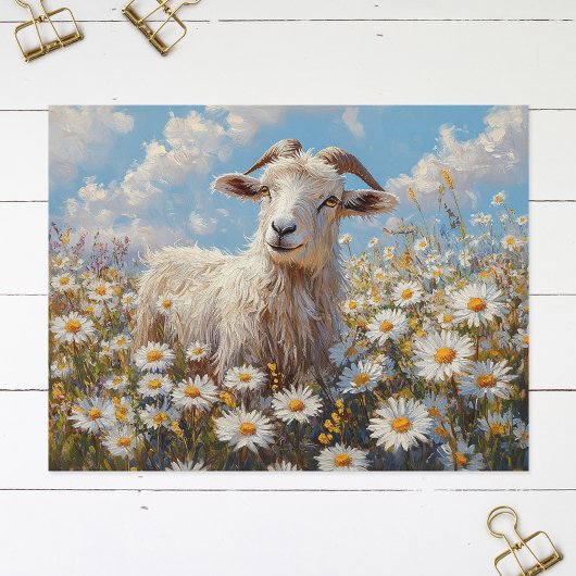 Ram in een Daisy Field schilderij Briefkaart