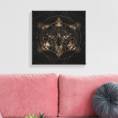 Ram in Heilige Geometrie - Zwart en Goud Canvas Afdruk (Insitu (Woonkamer))