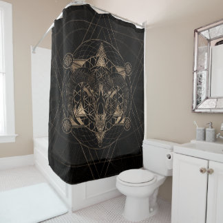Ram in Sacred Geometry - Zwart en goud Douchegordijn