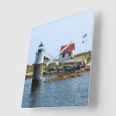 Ram Island Lighthouse, Maine Square Wall Clock Vierkante Klok (Hoek)