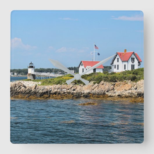 Ram Island Lighthouse, Maine Square Wall Clock Vierkante Klok (Voorkant)