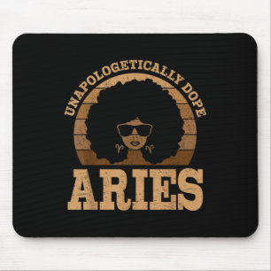 Ram Koningin Afro Haar Zwart Vrouw Zodiac Teken Muismat