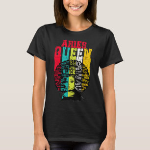 Ram Koningin Ram Pride Zwarte Vrouw Afro Horoscop T-shirt