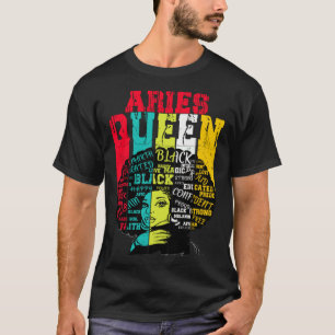 Ram Koningin Ram Trots Zwarte Vrouw Afro Horoscoop T-shirt