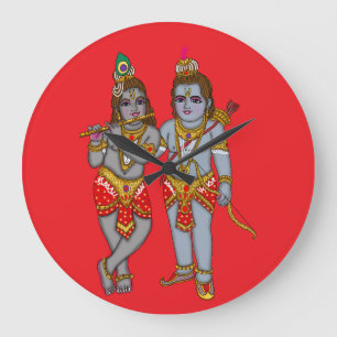 Ram & Krishna wandklok Grote Klok