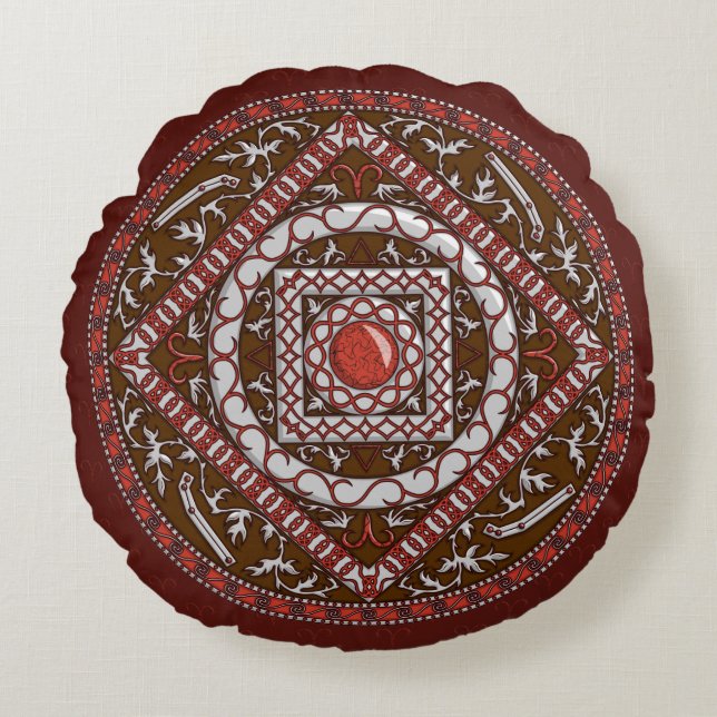 Ram Mandala Ronde Kussen (Voorkant)