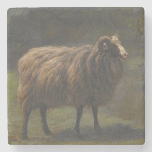Ram (Mannelijk Schaap) op het Boerderij (door Rosa Stenen Onderzetter (Voorkant)