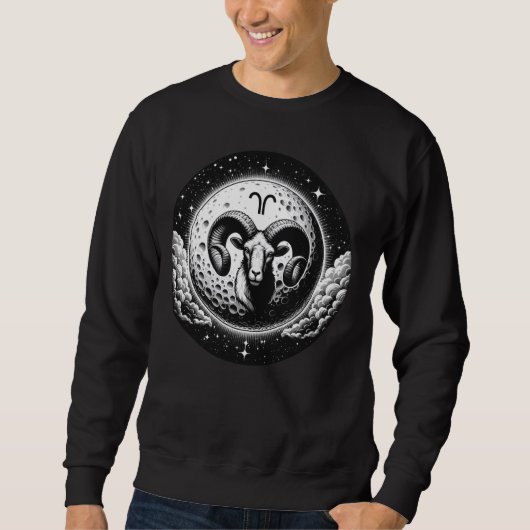 Ram Moon en Ram Head Ontwerp voor Astrologie Enthu Trui (Voorkant)