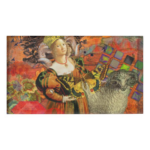Ram Oranje Vrouw: Gotische Ram Antieke Kunst Colla Naambadge