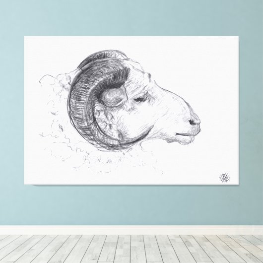 RAM - Originele tekening - Canvas Print (Insitu (Houten vloer))