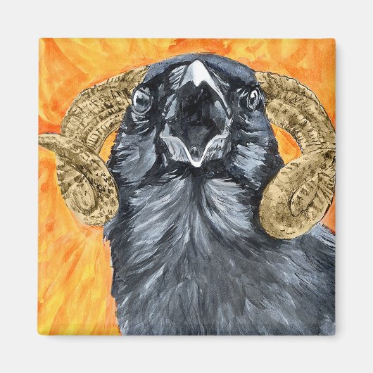 Ram Raven waterverf Magneet (Voorkant)