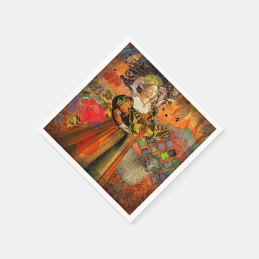 Ram Sinaasappel Vrouw: Gotische Ram Antiek Art Col Servet (Hoek)