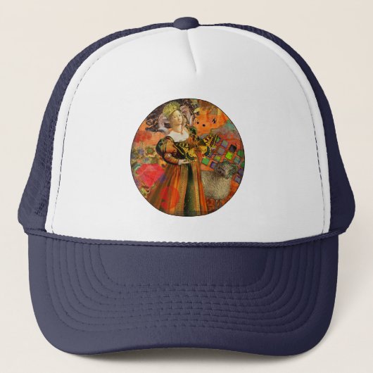 Ram Sinaasappel Vrouw: Gotische Ram Antiek Art Col Trucker Pet (Voorkant)