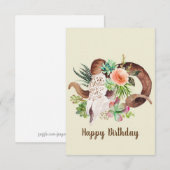 Ram Skull en Succulent Birthday Kaart (Voorkant / Achterkant)
