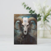 Ram Skull Surreal Fantasy Art Briefkaart (Staand voorkant)
