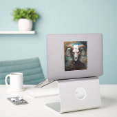 Ram Skull Surreal Fantasy Art Sticker (Laptop op bureau)