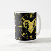 ♈ Ram Sterrenbeeld Koffiemok Gouden Astrologie Cad (Voorkant rechts)