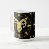 ♈ Ram Sterrenbeeld Koffiemok Gouden Astrologie Cad (Voorkant links)