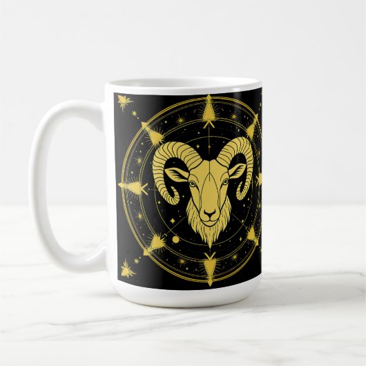 ♈ Ram Sterrenbeeld Koffiemok Gouden Astrologie Cad (Links)