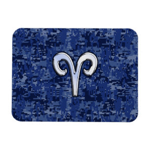 Ram Sterrenbeeld op Navy Blauwe Digitale Camo Magneet