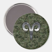 Ram sterrenbeeld op Woodland Green Digitale Camo Magneet (Voorkant / Achterkant)