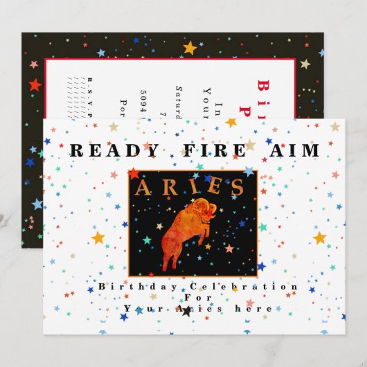 Ram sterrenbeeld READY AIM FIRE modern sterren Uit Kaart (Voorkant / Achterkant)