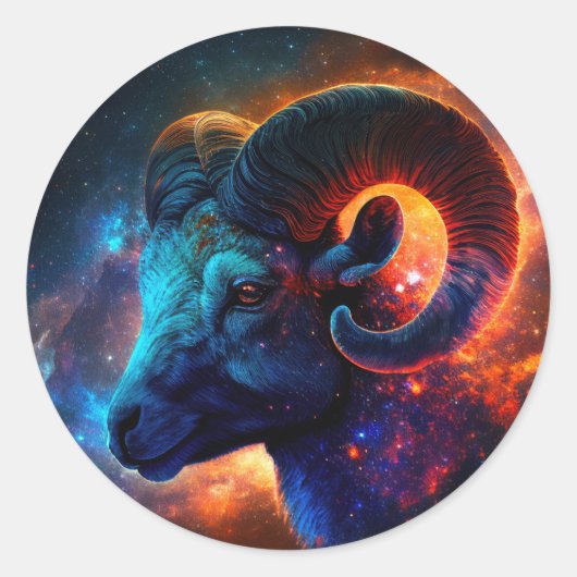 Ram Sterrenbeeld Ronde Sticker (Voorkant)