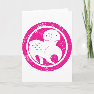 Ram Sterrenbeeld Symbool Grunge Roze Ram Astrologi Kaart