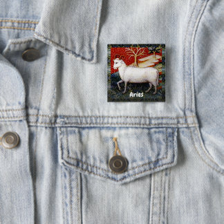 Ram sterrenbeeld Verjaardagsfeest Vierkante Button 5,1 Cm