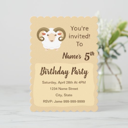 Ram sterrenbeeld verjaardagsuitnodiging kaart (Staand voorkant)